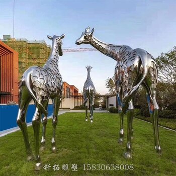 浙江草坪售樓部藝術景觀不銹鋼鹿樣式優雅,不銹鋼幾何鹿